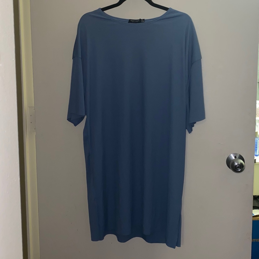 Periwinkle ribbed shift dress